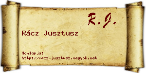 Rácz Jusztusz névjegykártya
